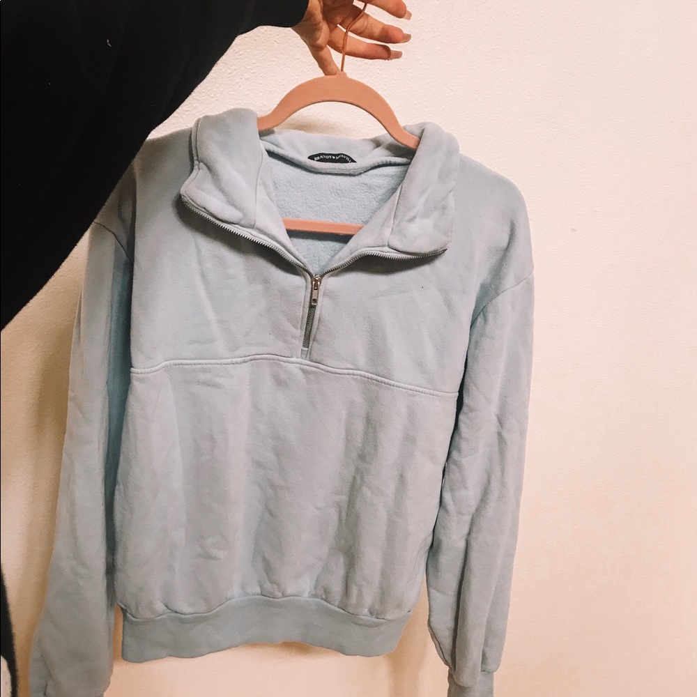 Pastel blue half-zip brandy melville